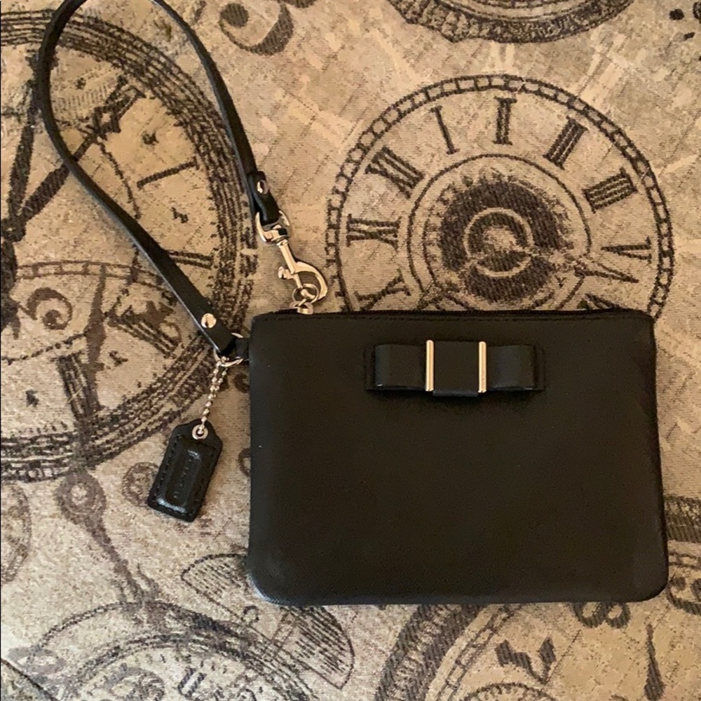 Coach Black wristlet with Bow